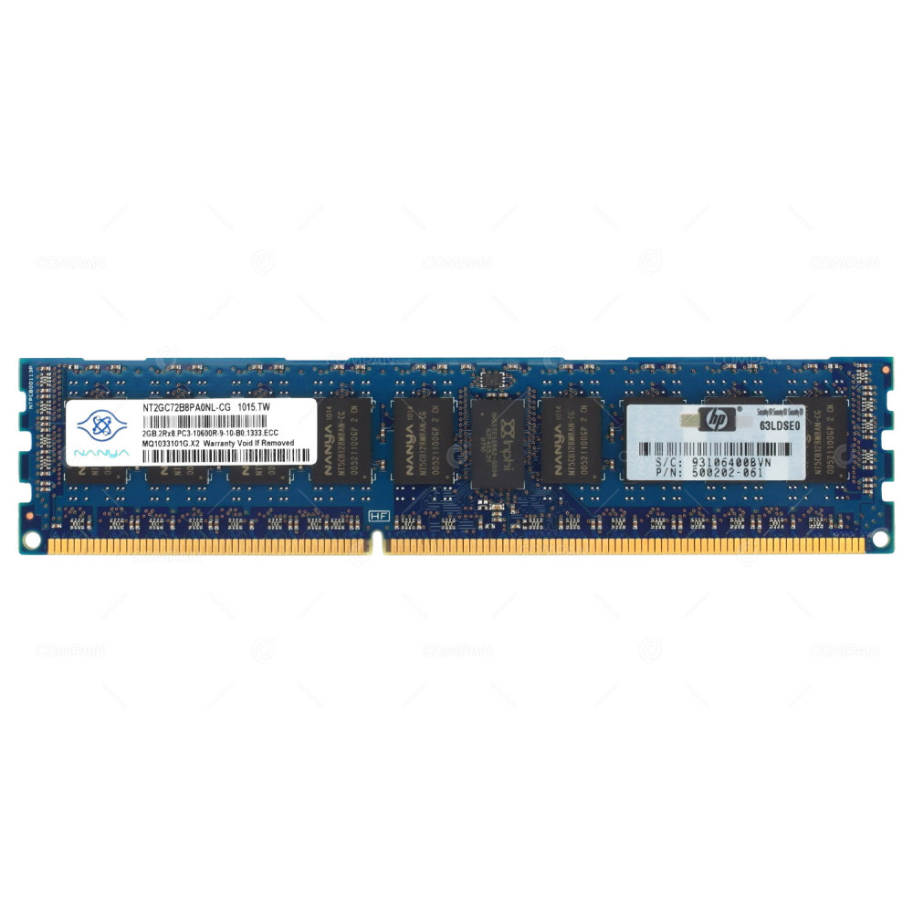 500202-061 HP DDR3 2GB 2RX8 PC3-10600  1333MHZ RDIMM